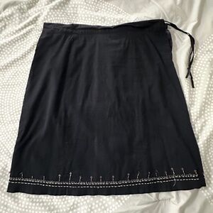 Max Studio Cotton Embroidered Black Skirt, Size L